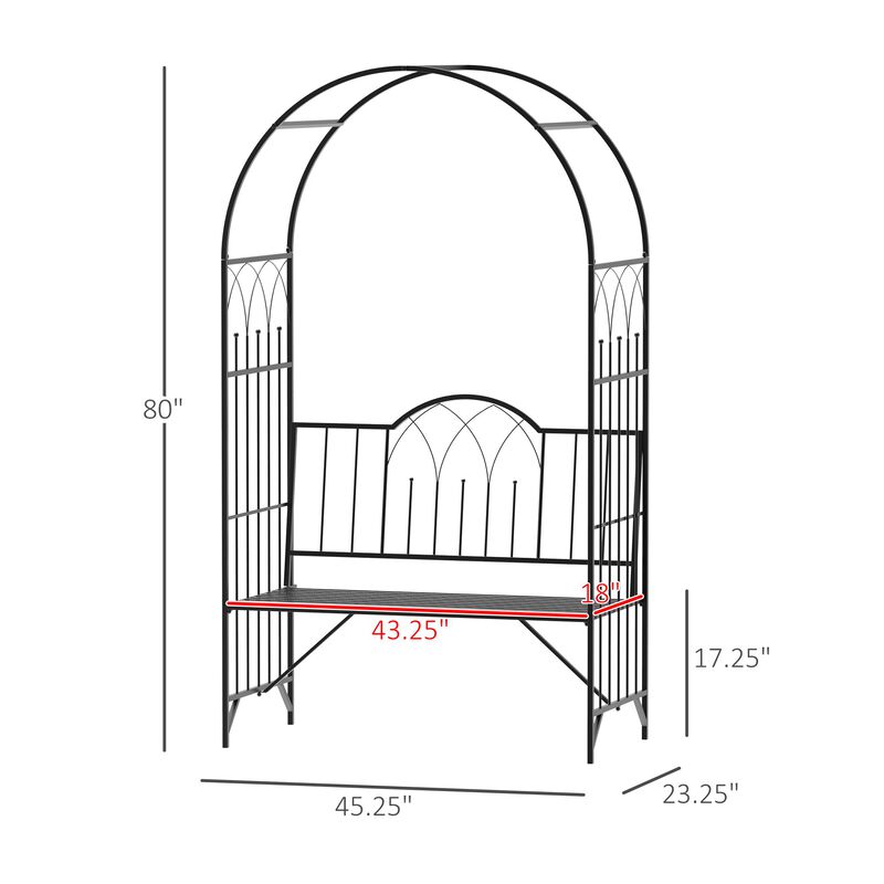 Romantic Garden Arch: 23.25" Metal Arbor with Bench for Two