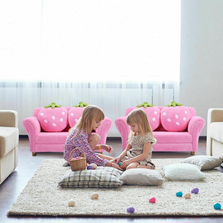 Hivvago BL/PI Kids Strawberry Armrest Chair Sofa-Pink