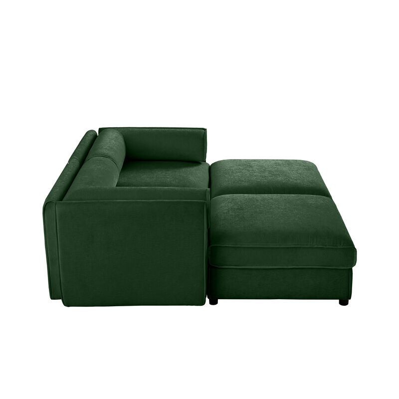 Merax Chenille Loveseat Sofa with 2 Ottomans and Hidden Storage