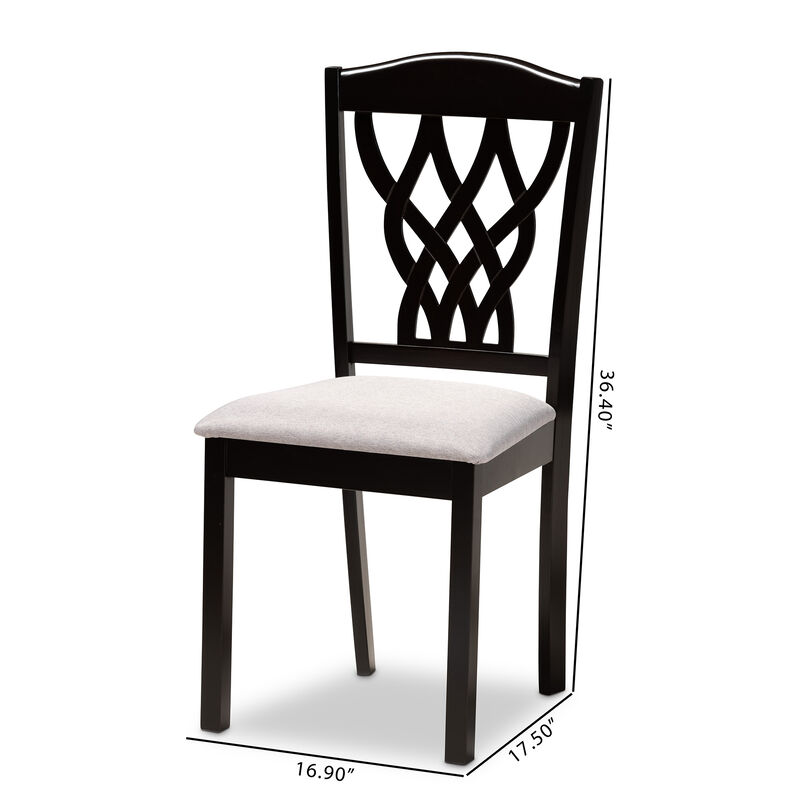 Baxton Studio Delilah Modern Grey Fabric Upholstered Wood 2 Piece Dining Chair Set