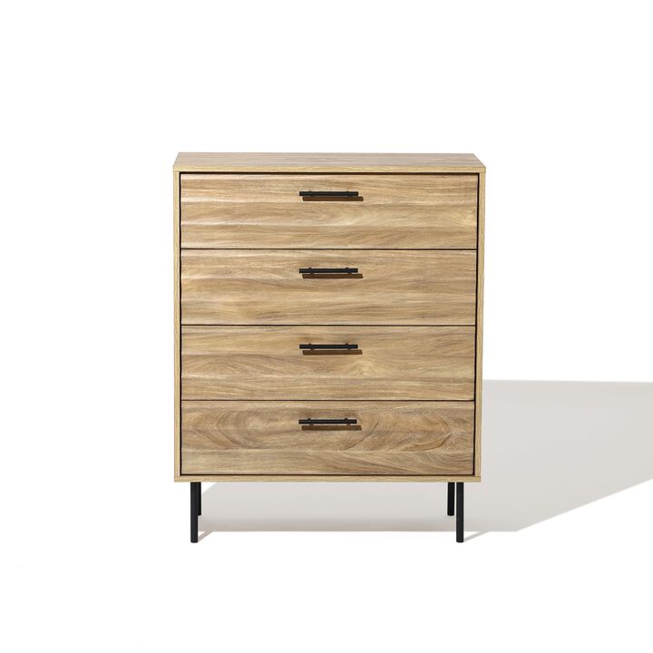 LuxenHome Mid-Century Modern Wave 4-Drawer 31.5-Inch Wide Accent Chest