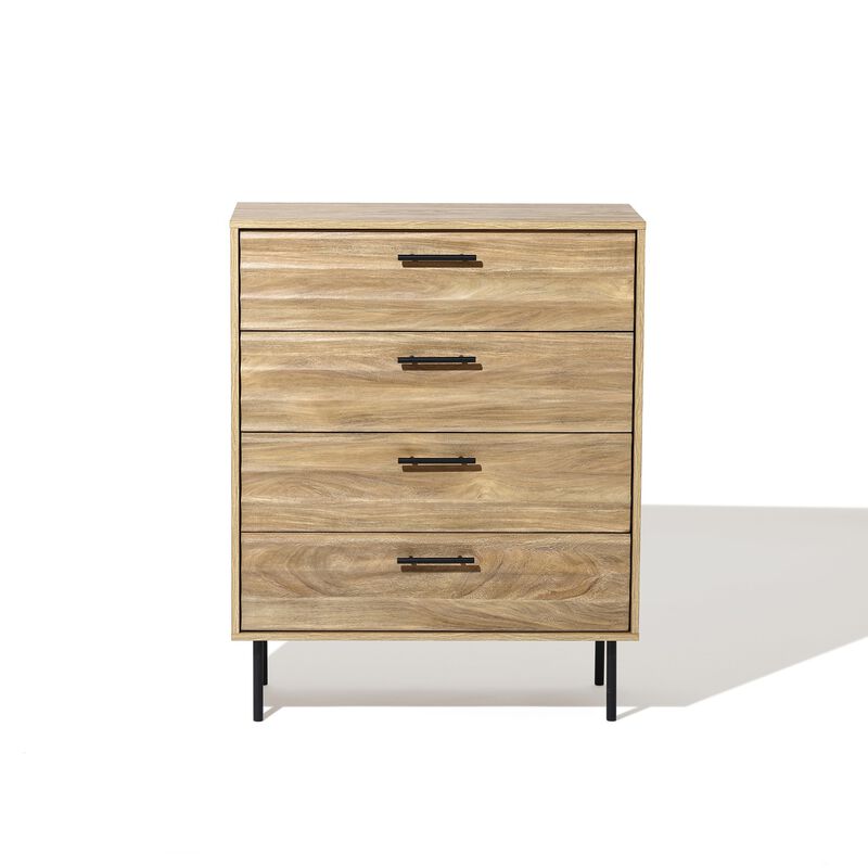 LuxenHome Mid-Century Modern Wave 4-Drawer 31.5-Inch Wide Accent Chest