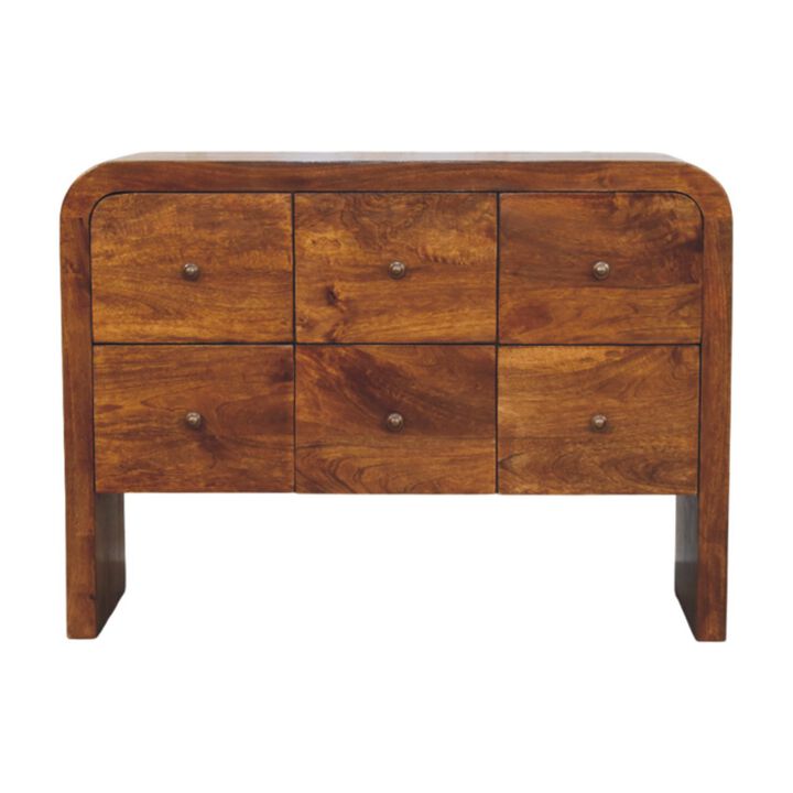 Artisan Furniture Solid Wood Darcy 3 over 3 Drawer Chest in Chestnut Finish