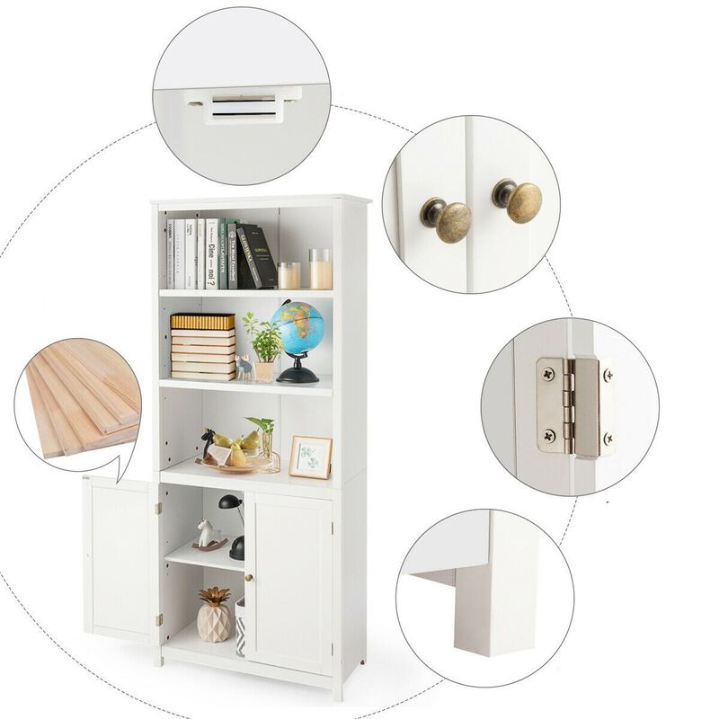 Hivvago White Bathroom Linen Tower Towel Storage Cabinet with 3 Open Shelves