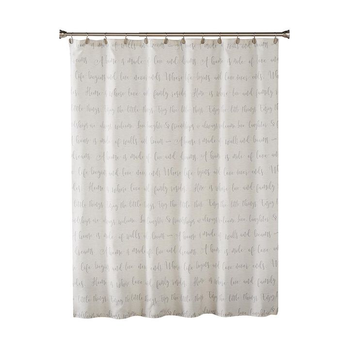 SKL Home Saturday Knight Ltd Family Dreams Cozy Style Soft Typography Printed Shower Curtain - 70 x 72". Gray