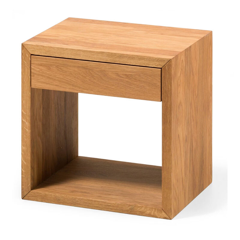 Solid Oak Hardwood Floating Nightstands Set of 2 with Drawers - Handcrafted Wooden Bedside Tables