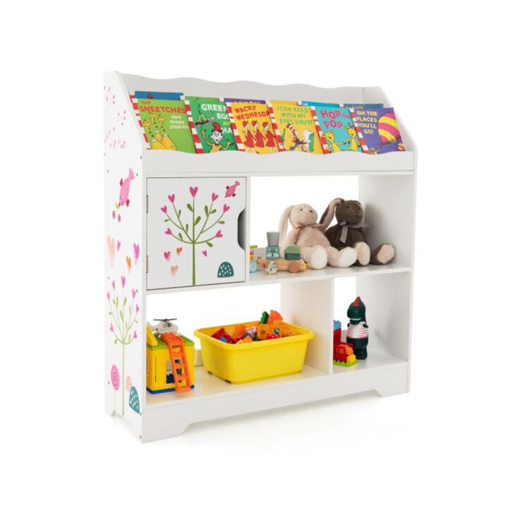 Hivvago Kids Toy Storage Organizer with Book Shelf and Storage Cabinet