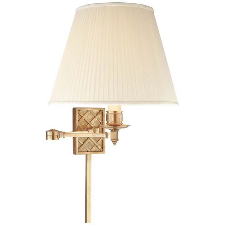 Gene Swing Arm in Natural Brass with Silk Shade