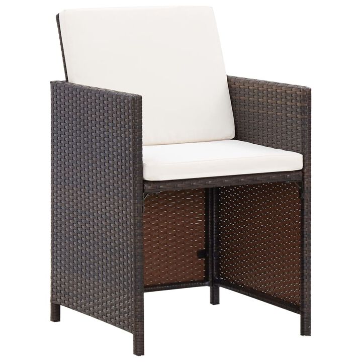 vidaXL Garden Chairs with Cushions 2 pcs Poly Rattan Brown