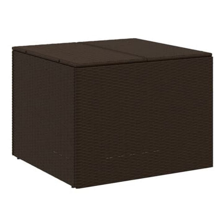 Outdoor Garden Storage Box, Removable Bag, Brown Poly Rattan Woven - Benzara