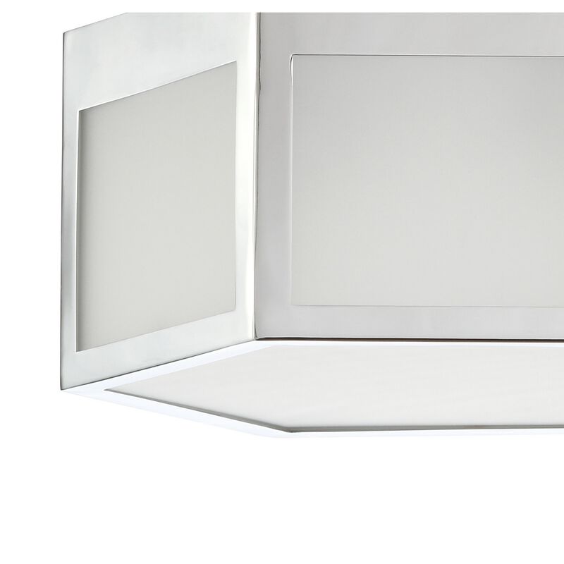 Minimo Hexagon Metal/Frosted Glass LED Flush Mount
