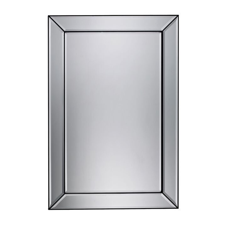 36" Clear Glass Framed Beveled Rectangular Wall Mirror