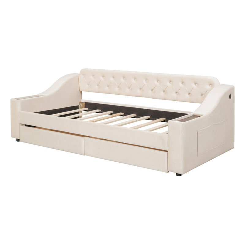 Merax Modern Daybed with Storage Armrests