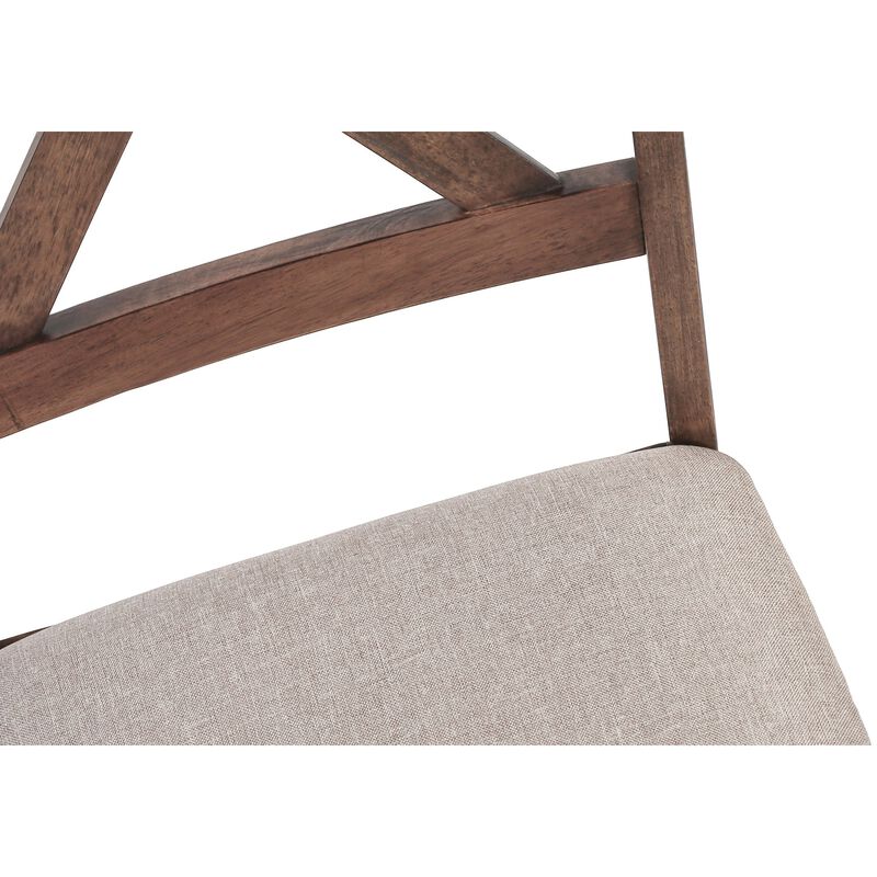 Monarch Specialties I 1311 - Dining Chair, Set Of 2, Side, Upholstered, Kitchen, Dining Room, Brown Fabric, Walnut Wood Frame, Transitional