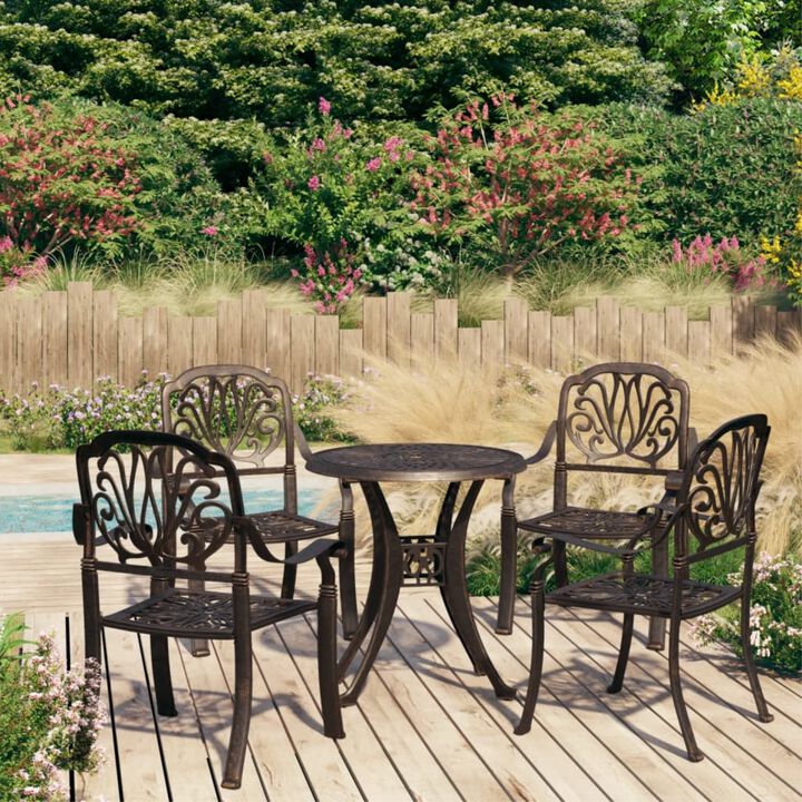 vidaXL 5 Piece Bistro Set Cast Aluminum Bronze