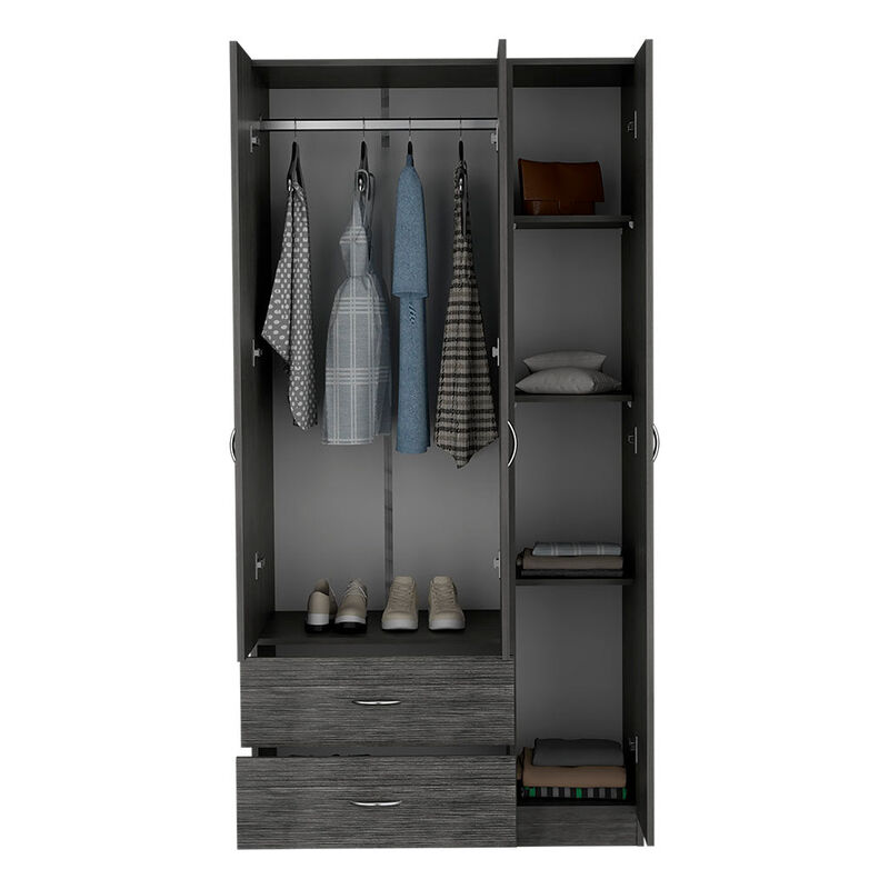Three Door Armoire Clark, Bedroom, Smoky Oak / White