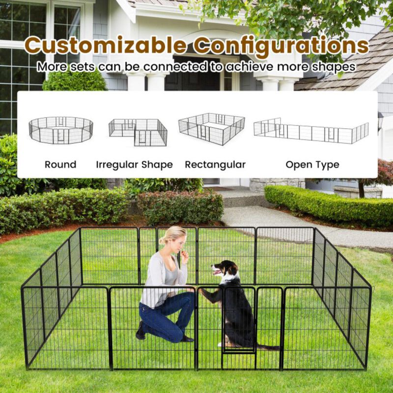 Hivvago 16 Panel 24/32/40 Inches Height Dog Playpen with Lock and Large Door