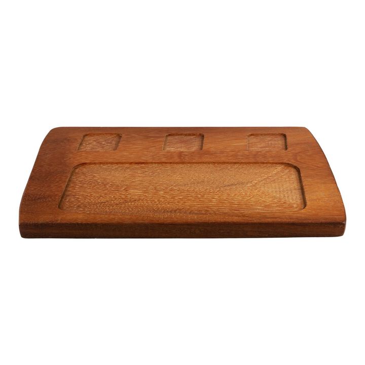 Wood 15.75" x 10.75" Rectangular Brown Wood Serving