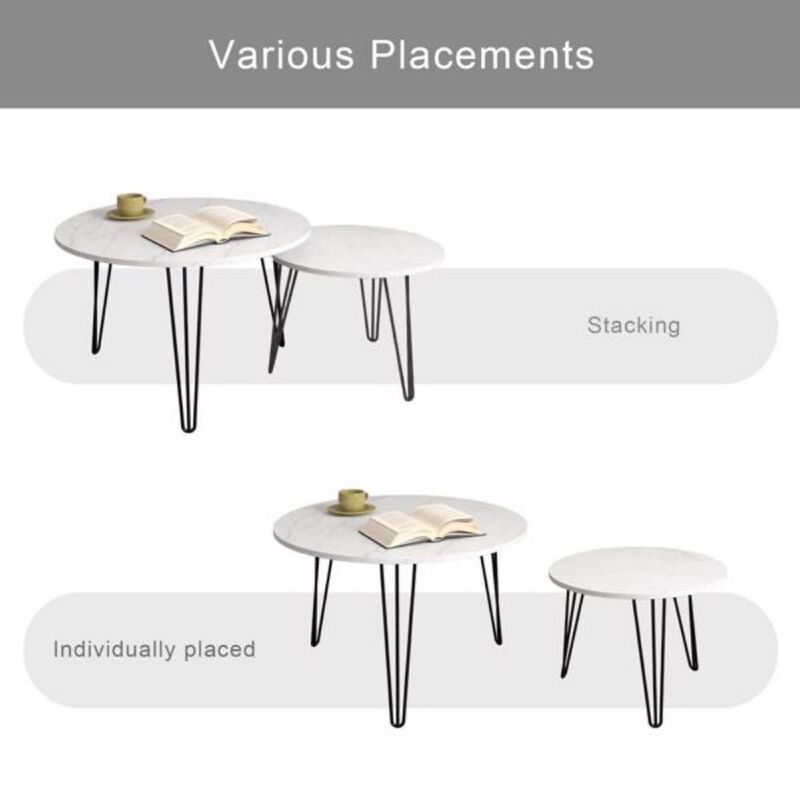 Round Nesting Coffee Table Set of 2 Versatile & Space-Saving Living Room Furniture