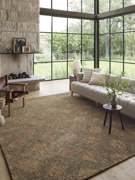 Varena VAR-03 Rust/Bark 18" x 18" Sample Rug by Loloi II