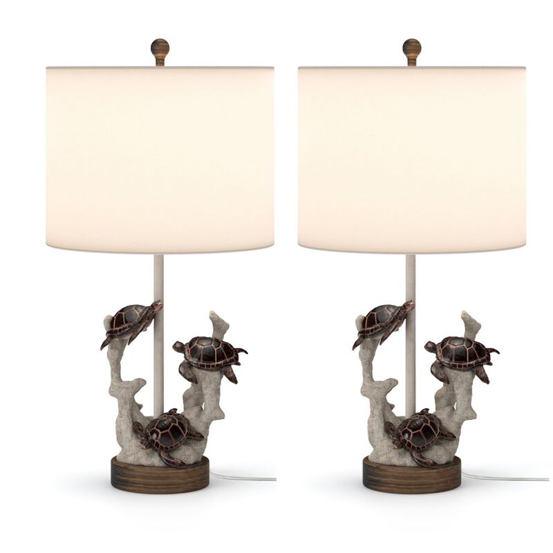 Lux Lighting Turtles 27  Coral Polyresin, (Set of 2)