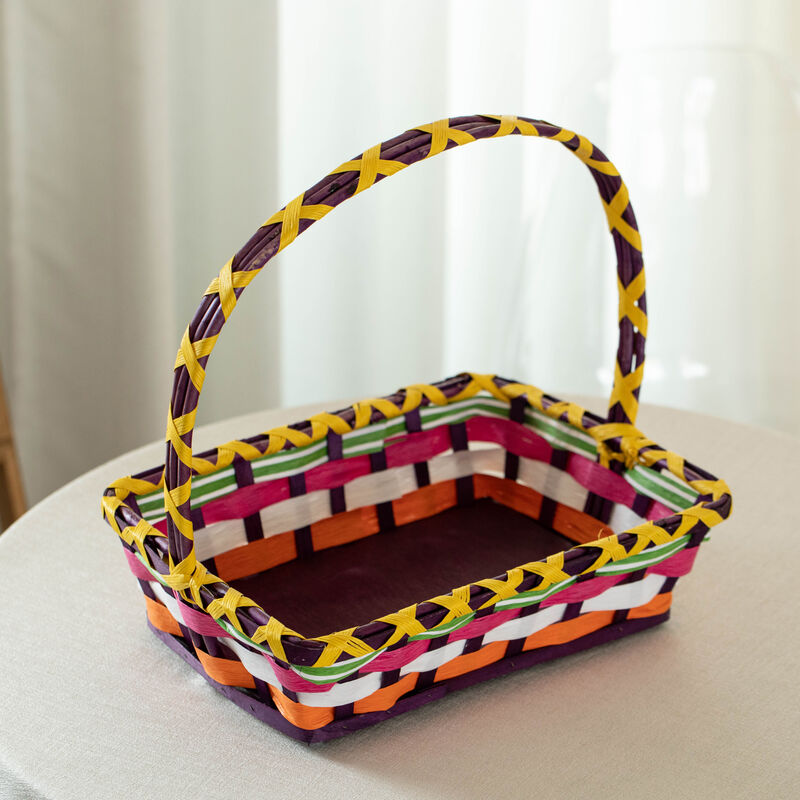 Wickerwise Vibrant Wicker Gift Basket – Versatile Woven Basket with Handle for Easter Candy, Fruit, Snacks, Garden Wedding Decor, Adult Easter Gifts, Party Favors, Kitchen Storage, and Garden Decor