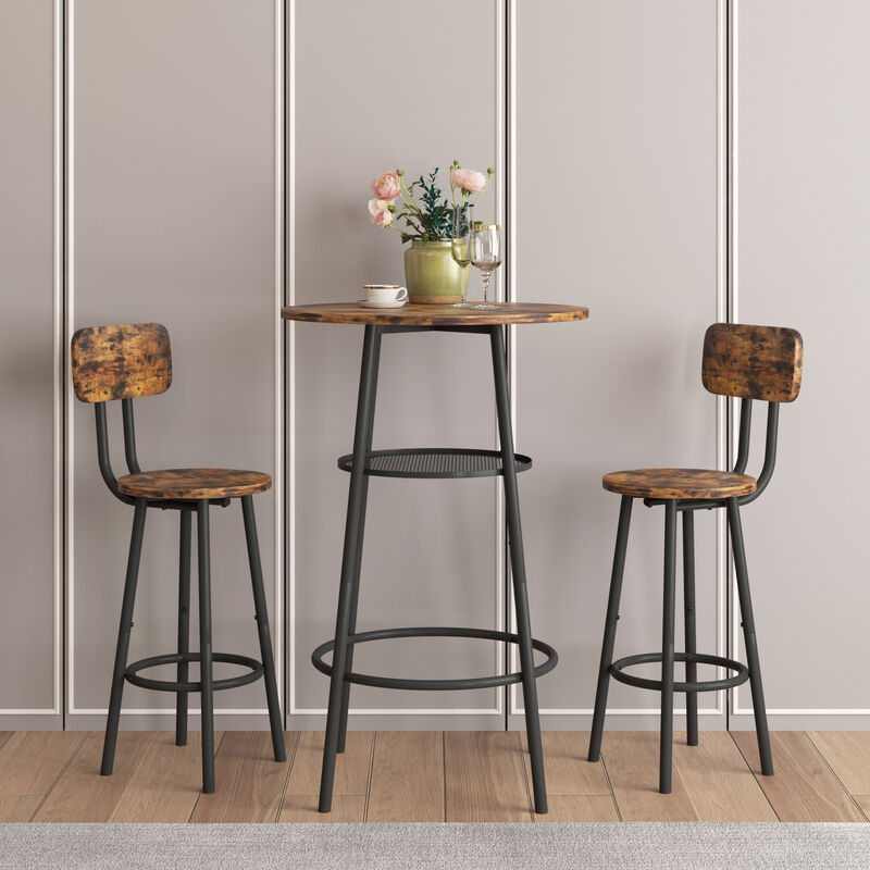 Streamdale Bar Table, Equipped With 2 Bar Stools, With Backrest And Partition