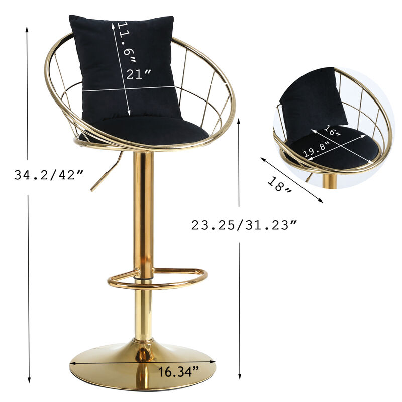 Velvet Bar Chair, Pure Plated, Unique Design, 360 Degree Height