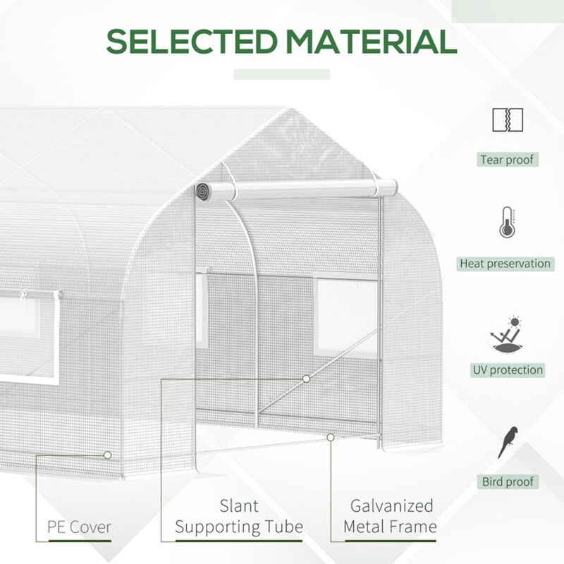 Large Walk-In Greenhouse with Ventilation Windows & Zippered Doors