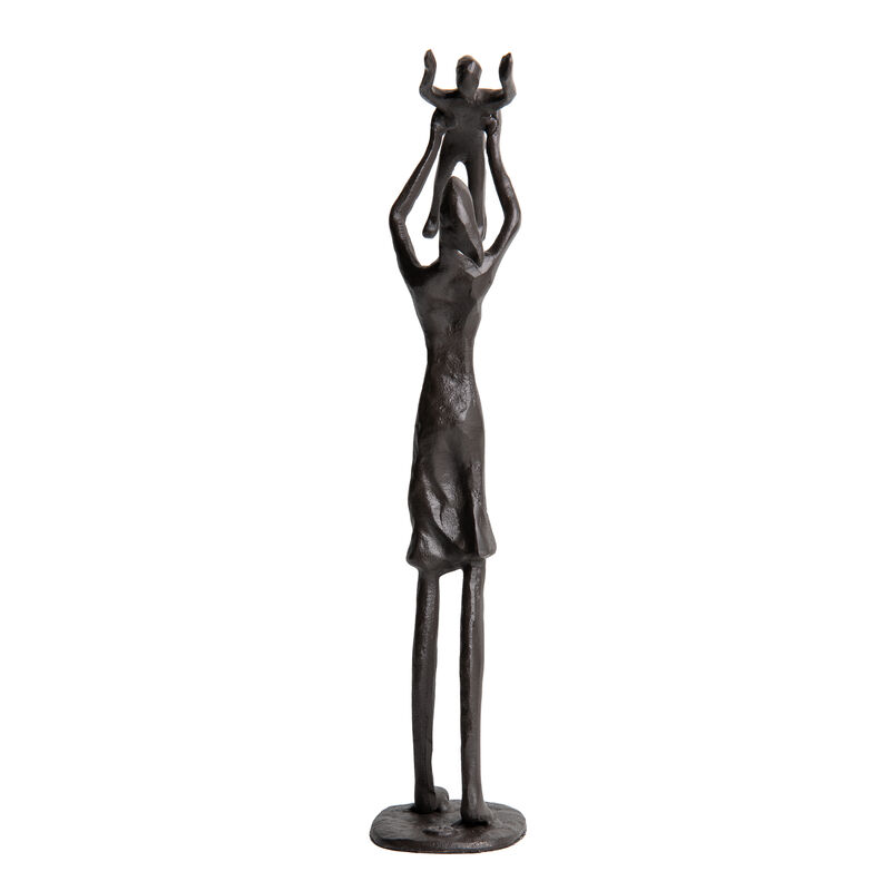 Proud Parent Holding Child Up Contemporary Iron Sculpture Statue