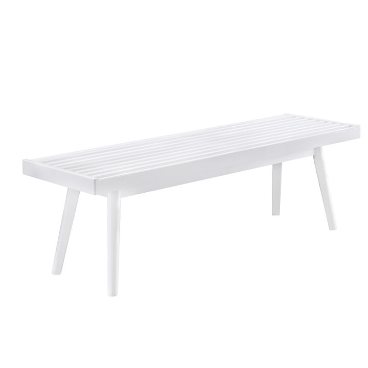 Larwich White Solid Wood Slatted Bench