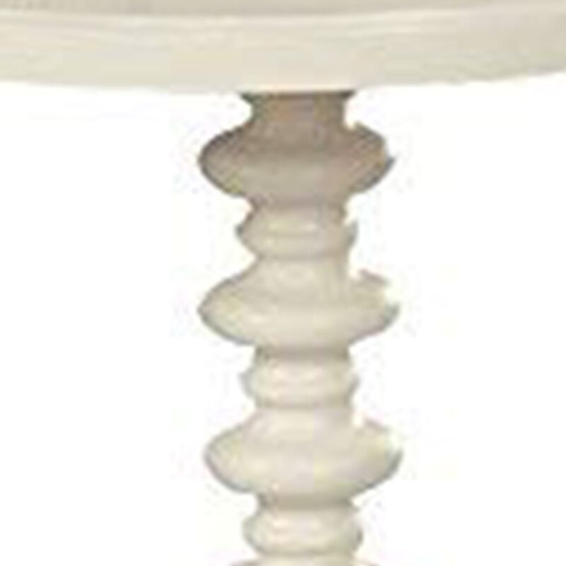 Astonishing Side Table With Round Top, White-Benzara