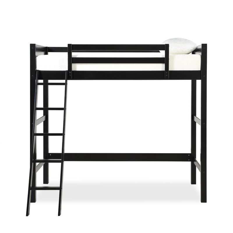 Atwater Living Rollins Twin Wooden Loft Bed with Ladder and Safety Railings