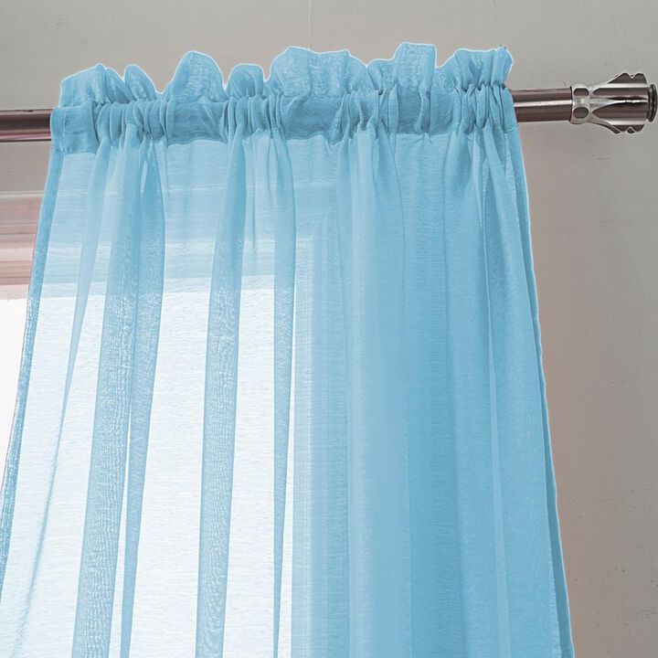 RT Designers Celine Sheer Rod Pocket Curtain Panel Pair - 55x90", Blue