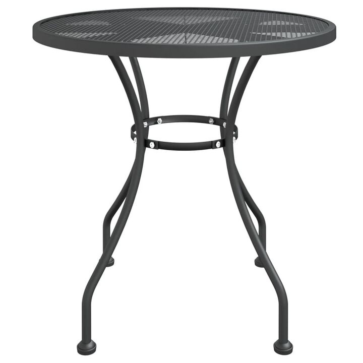 Yoko Outdoor Breakfast Table, Dark Gray Mesh Iron, Round 32 Inch Top - Benzara