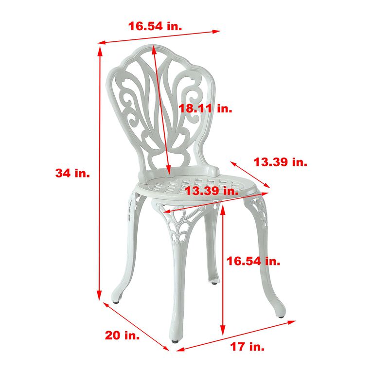 MONDAWE Special Pattern Cast Aluminum Bistro Chairs (Set of 2)