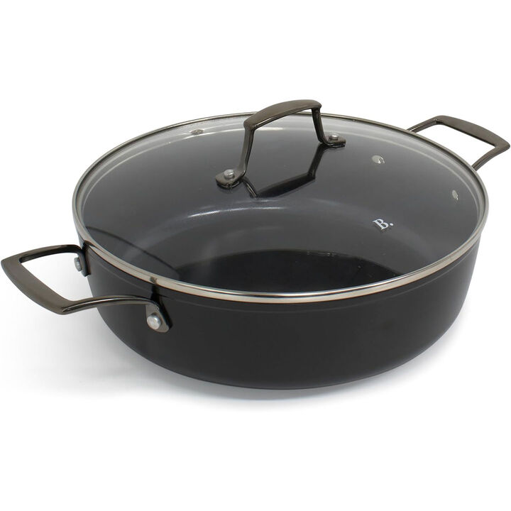 Blu. Cookware 11” Saute Pan with Lid, Non-Toxic, Non-Stick Ceramic, PFA/PFOA-Free Pan, Suitable for All Cooktops, Includes Cleaning Bamboo Brush