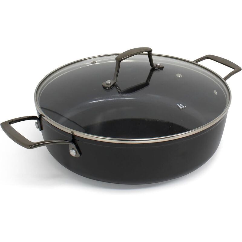 Blu. Cookware 11” Saute Pan with Lid, Non-Toxic, Non-Stick Ceramic, PFA/PFOA-Free Pan, Suitable for All Cooktops, Includes Cleaning Bamboo Brush
