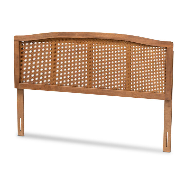 Baxton Studio Marieke  Ash Wanut Finished Wood and Synthetic Rattan King Size Headboard