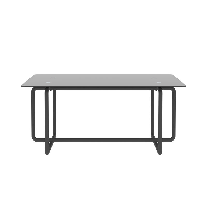 Modern Tempered Glass Tea Table Coffee Table, Table For Living Room, Black