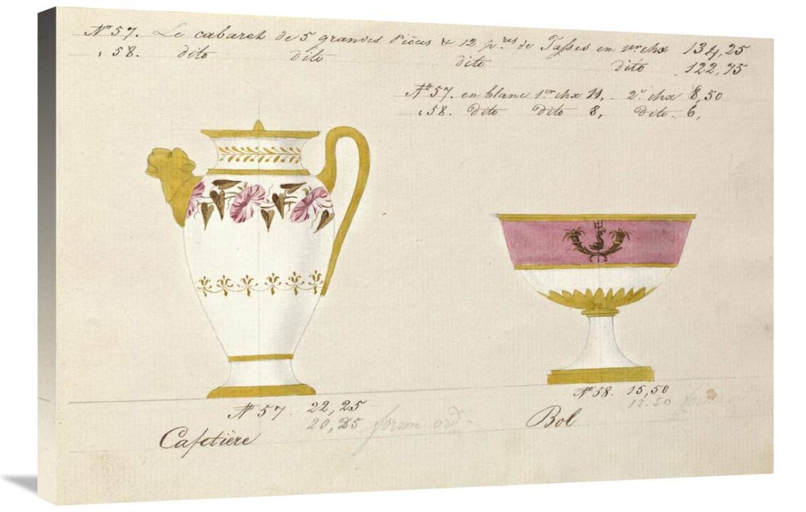 Cafetire et bol, ca. 1800-1820-Canvas Art-36x24