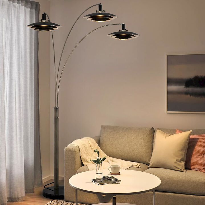NOVA OF CALIFORNIA Rancho Mirage 3 Light Arc Floor Lamp - Antique Nickel
