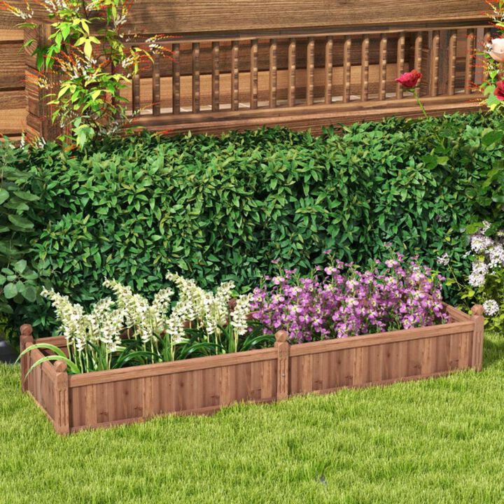 Hivvago 91 x 24 x 16 Inch Divisible Planter Box with Corner Drainage and Non-woven Liner for Growing Vegetables