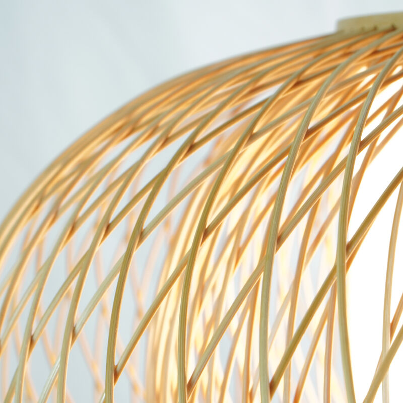 Handmade Modern Round Bamboo Wicker Rattan Lamp Hanging Light Shade, Small