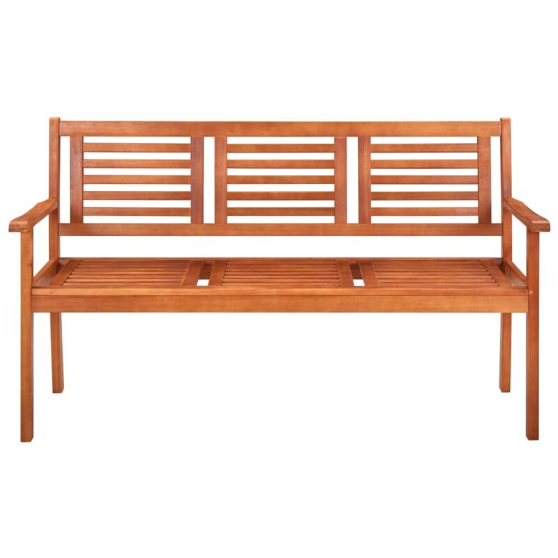 vidaXL 3-Seater Garden Bench with Cushion 59.1" Solid Eucalyptus Wood