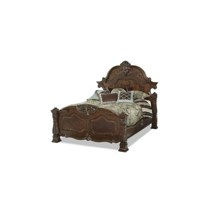 Michael Amini Windsor Court Queen Mansion Bed - Vintage Fruitwood