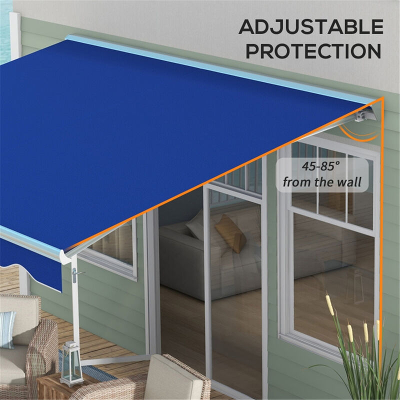 Electric Outdoor Awning, Automatic Retractable Sunshade for Deck, Balcony & Garden
