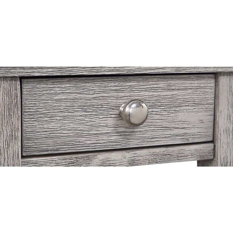 Convenience Concepts American Heritage 1 Drawer Chairside End Table with Shelves Wirebrush Light Gray