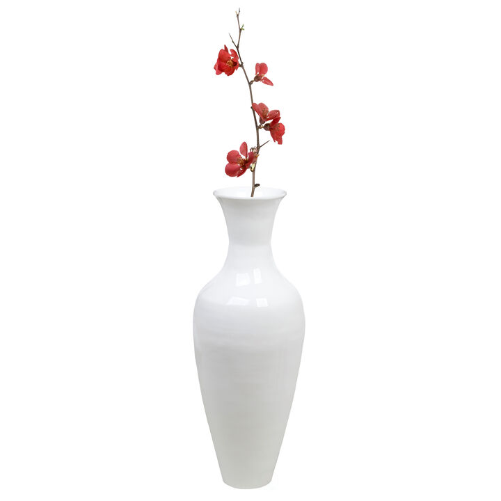 Uniquewise Tall Floor Vase, 37 Inch White Bamboo Vase, Modern Vase for Dining, Living Room, Entryway, Large Flower Holder, Classic Floor Vase for Home Decor
