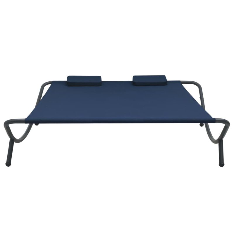 vidaXL Outdoor Patio Lounge Bed in Blue - Weather-Resistant Fabric and Powder-Coated Steel Frame - Scandinavian Style, Easy Maintenance